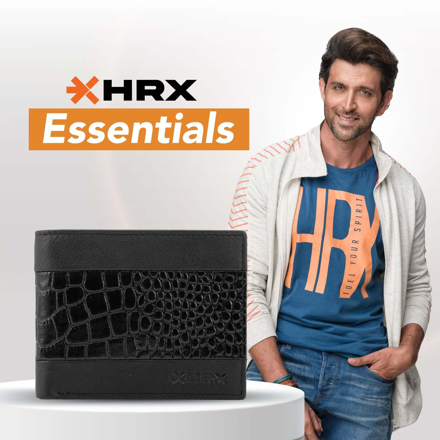 Image of HRX by Hrithik Roshan Men Casual Black Genuine Leather Wallet