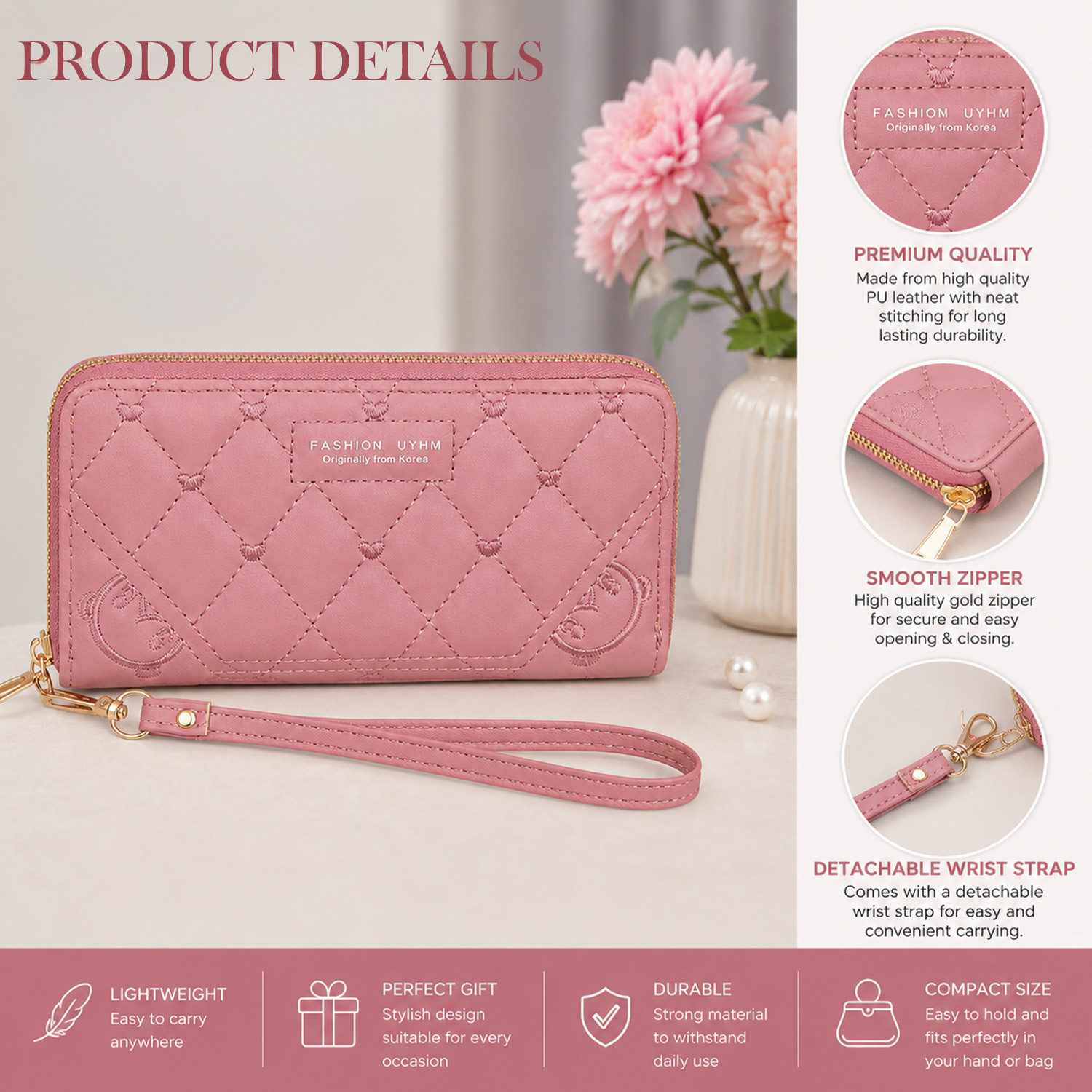Image of SYGA Women Pink Genuine Leather Wallet