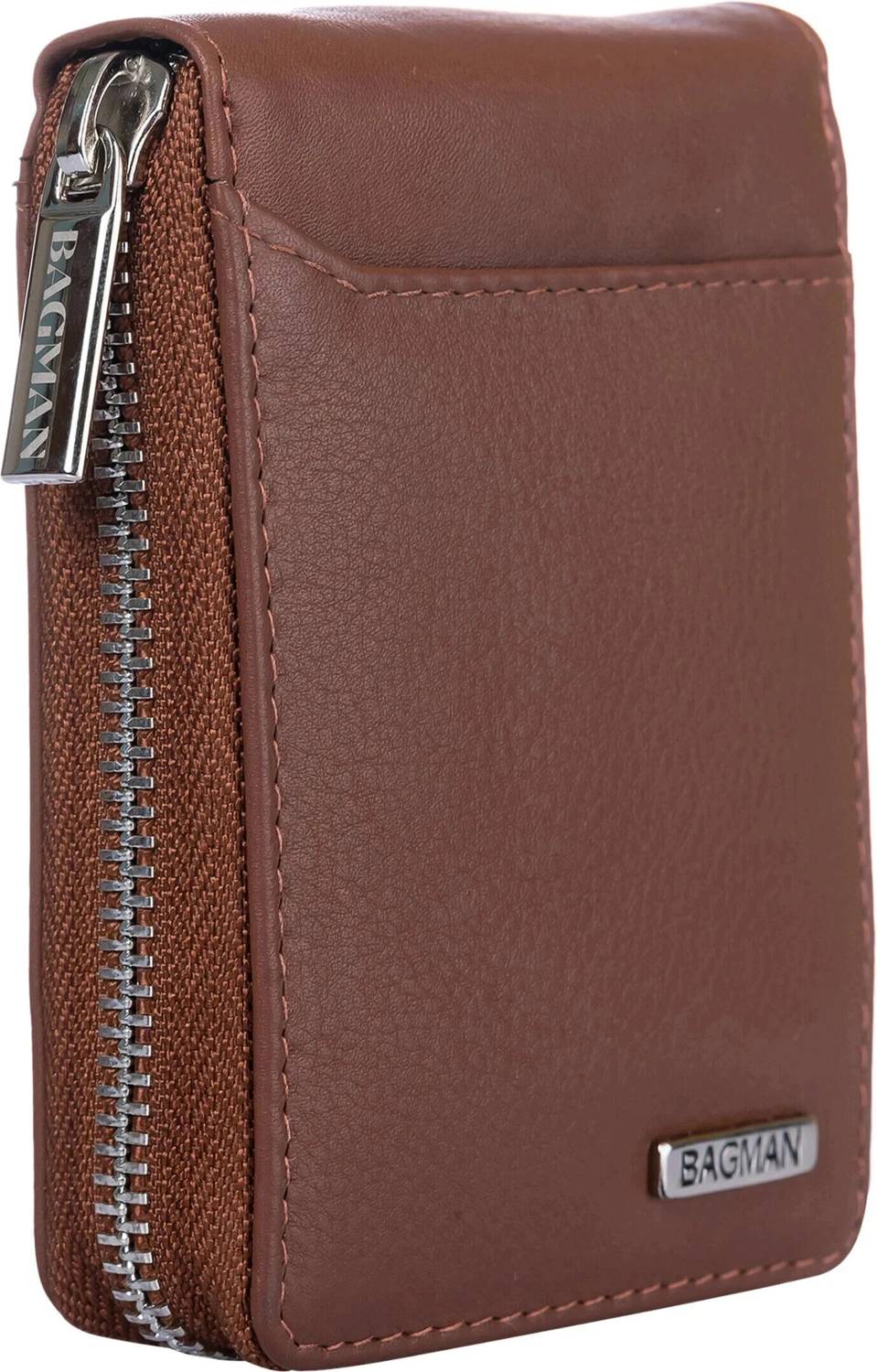 BAGMAN Men & Women Casual Tan Genuine Leather Card Holder