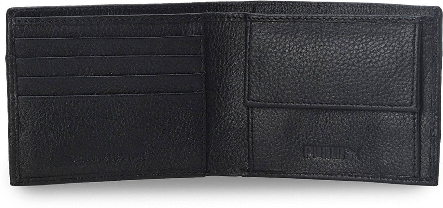 Image of PUMA Men & Women Black Genuine Leather Wallet