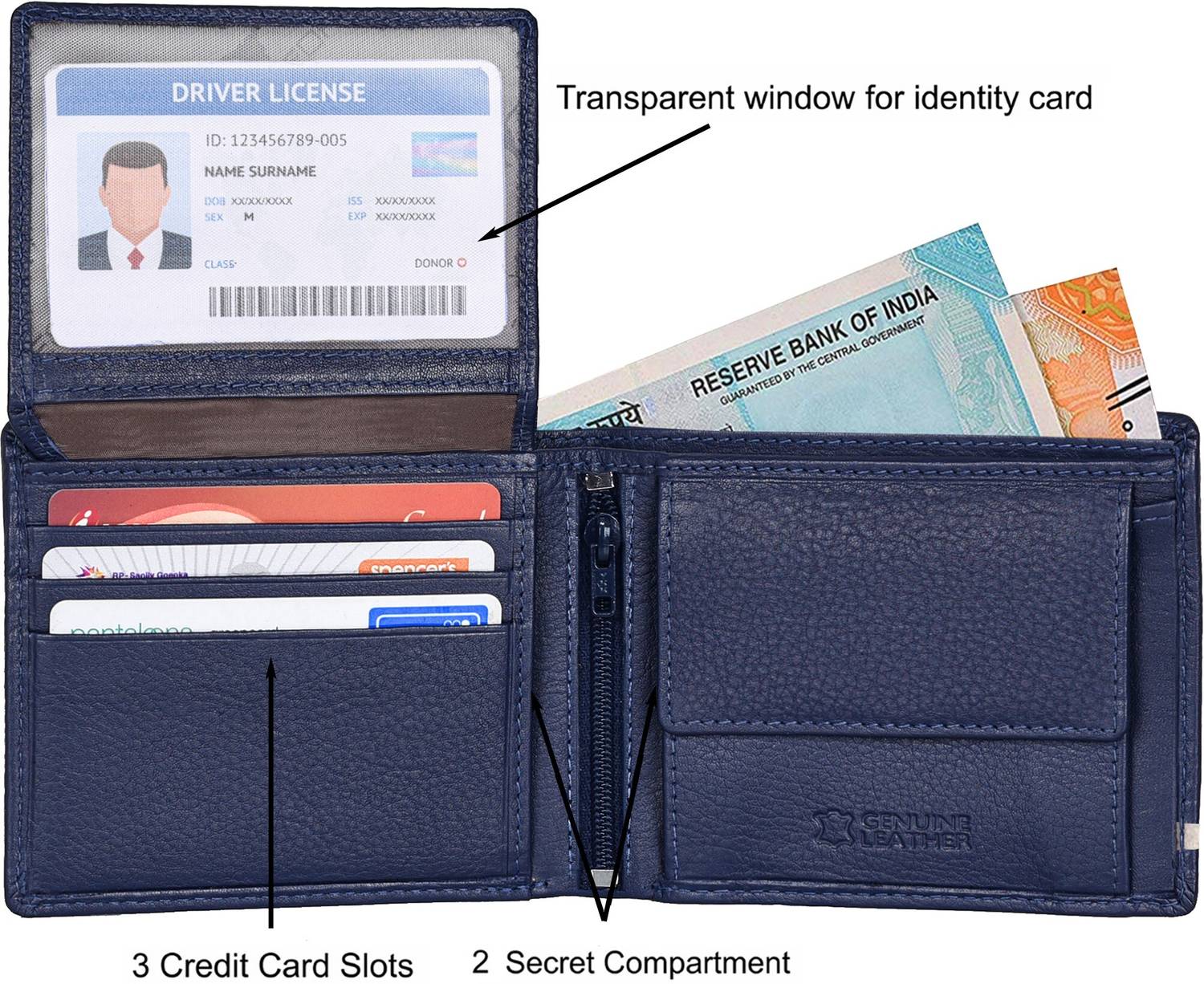 URBAN Forest Men Blue Leather Wallet - Image 4