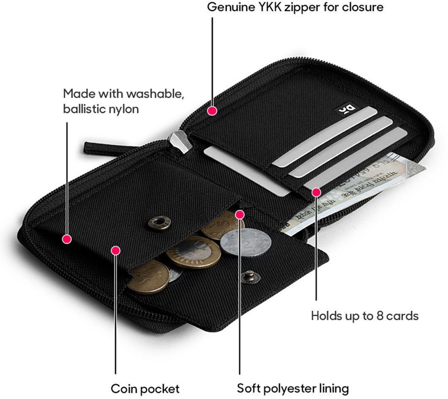 Image of DailyObjects Men & Women Casual Black Canvas Wallet