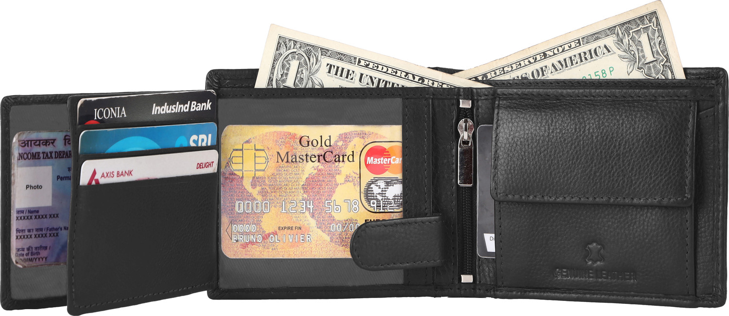 Image of SKINBULL Men Casual Black Genuine Leather Wallet