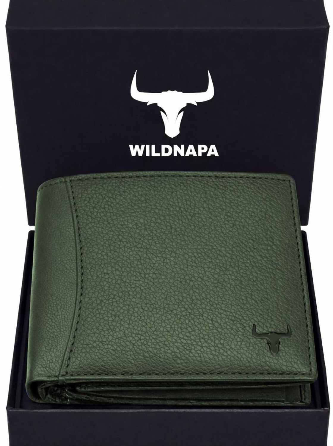 WILD NAPA Men Green Genuine Leather Wallet