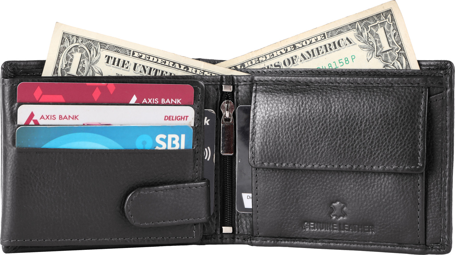 Image of SKINBULL Men Casual Black Genuine Leather Wallet