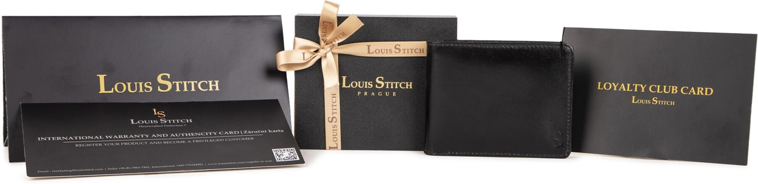 Image of LOUIS STITCH Men Casual Black Genuine Leather Wallet