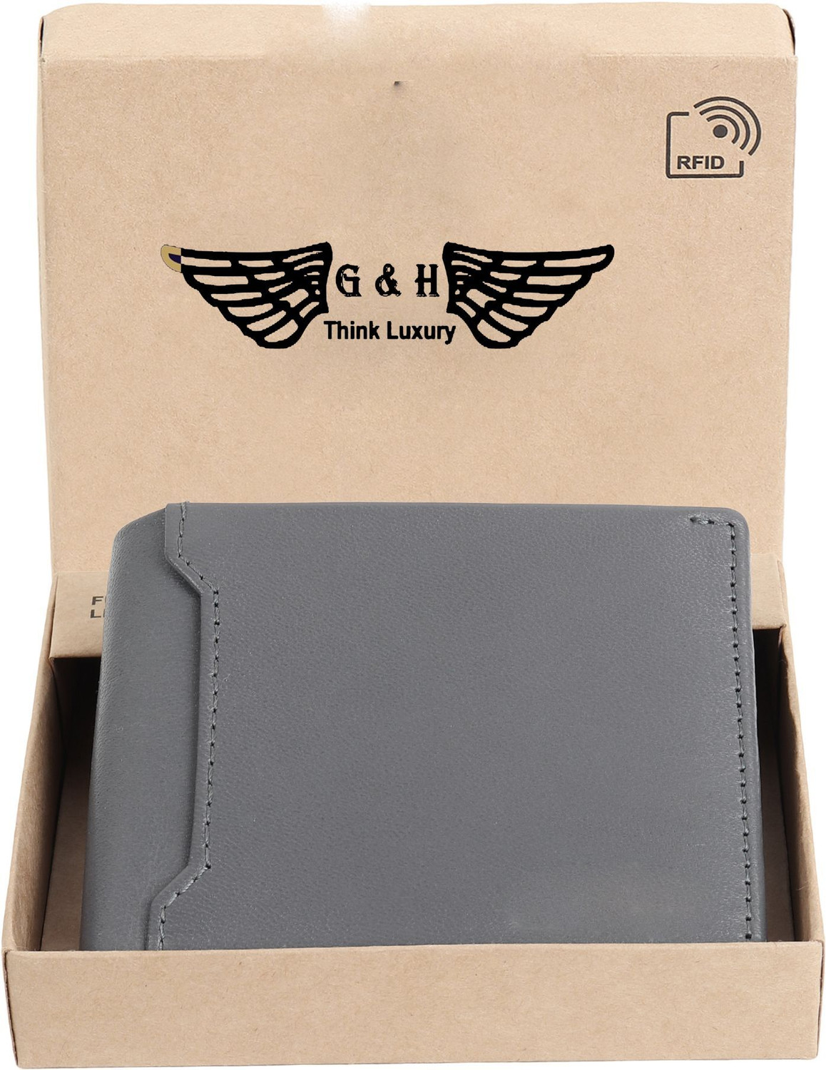 Image of G & H Men Formal, Travel Grey Genuine Leather Wallet