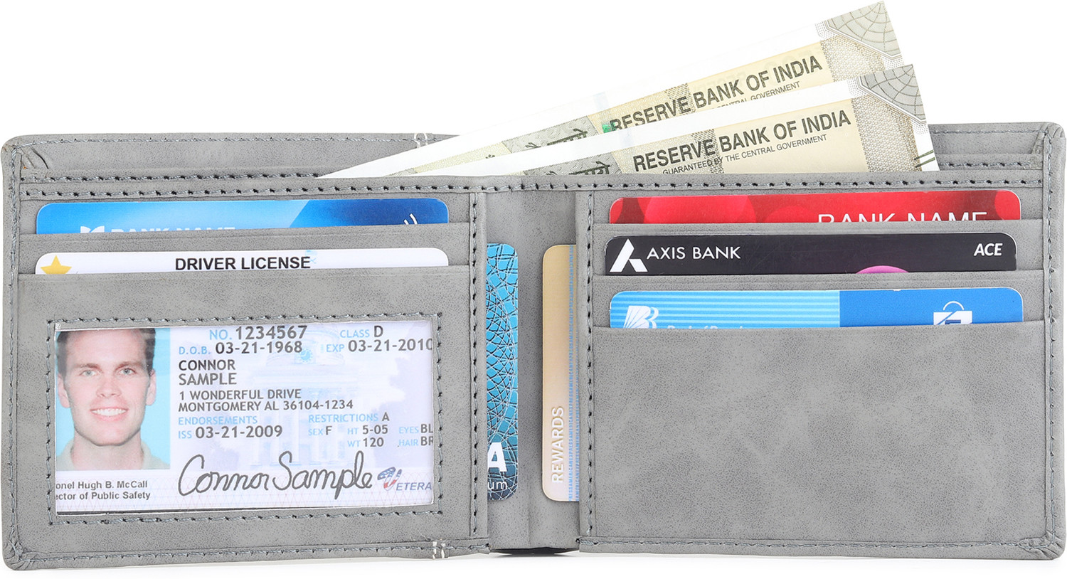 Image of Highlark Men Evening /Party, Casual, Formal, Travel, Trendy Grey Artificial Leather Wallet