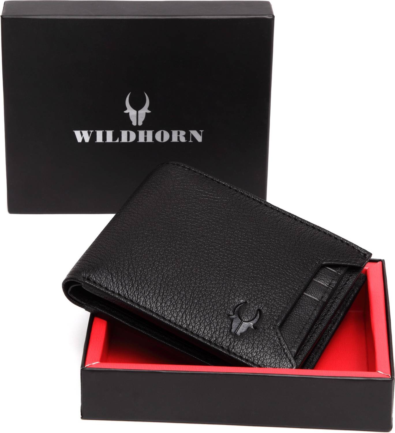 WILDHORN Men Casual Black Genuine Leather Wallet