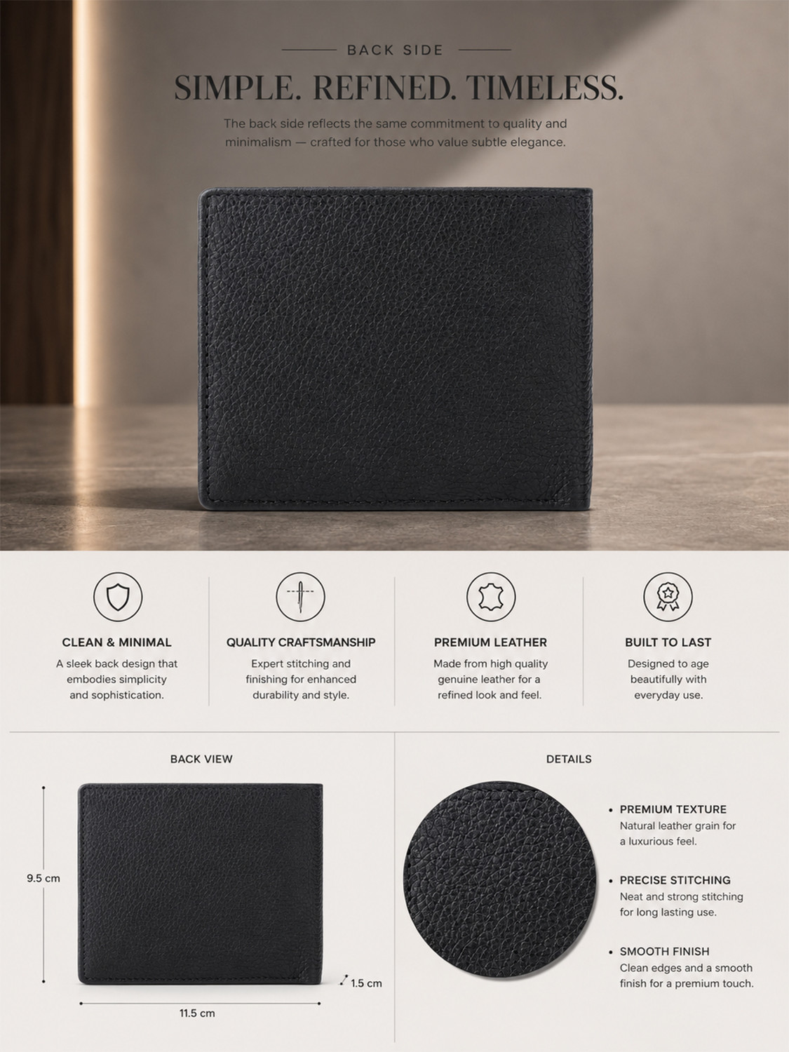 Image of Police Men Black Genuine Leather Wallet