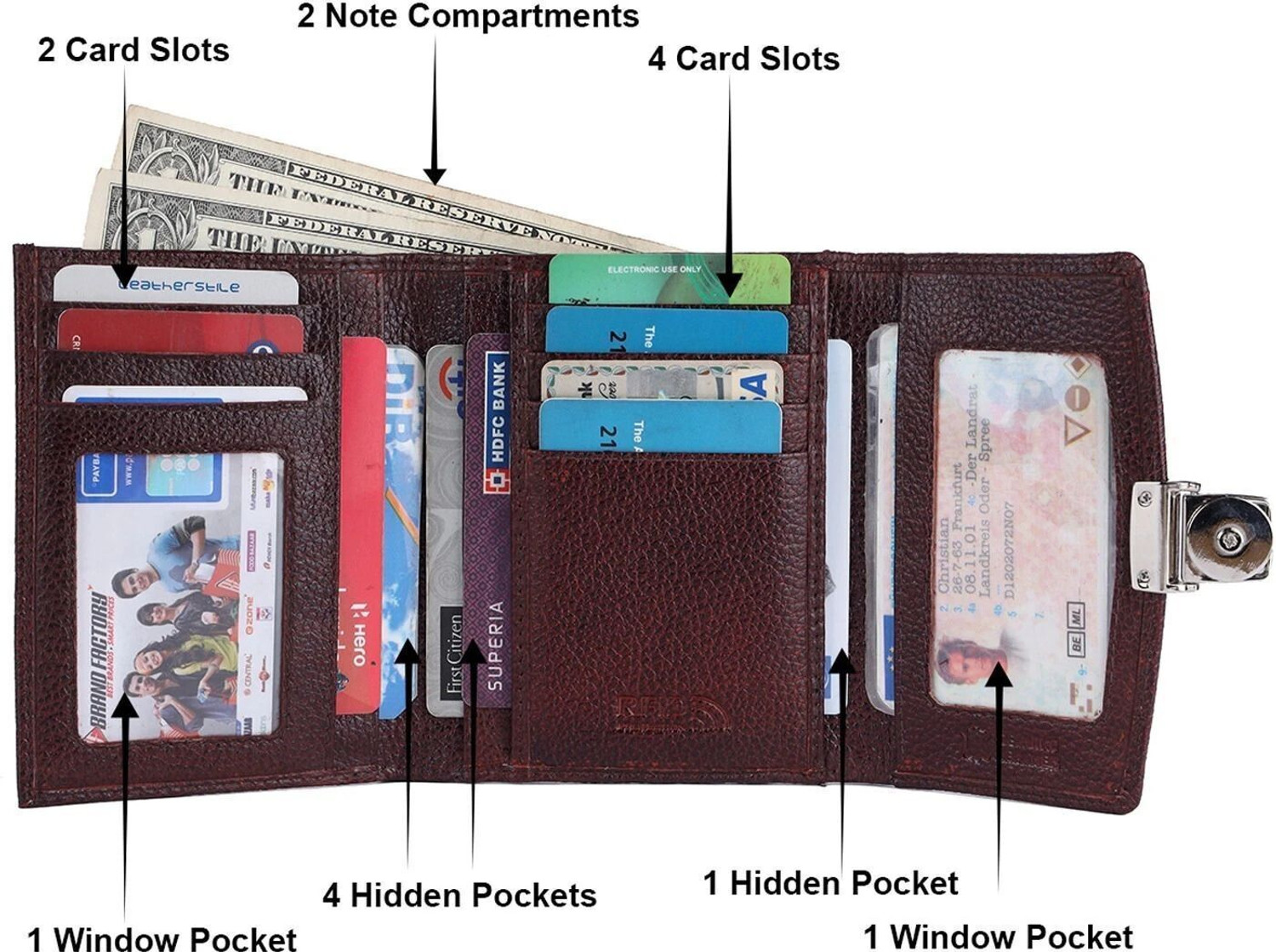 Image of Leatherstile Women Trendy Brown Genuine Leather Wallet