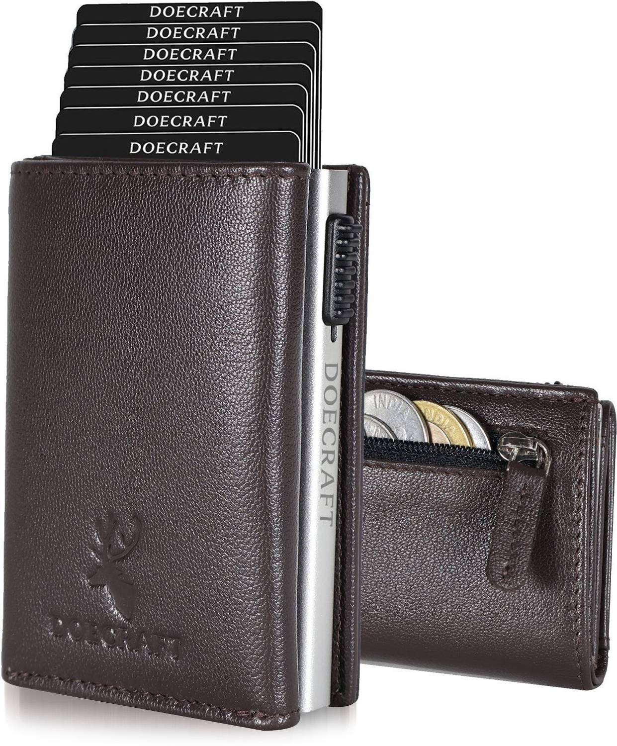 DOECRAFT Men Black Aluminium Leather Wallet