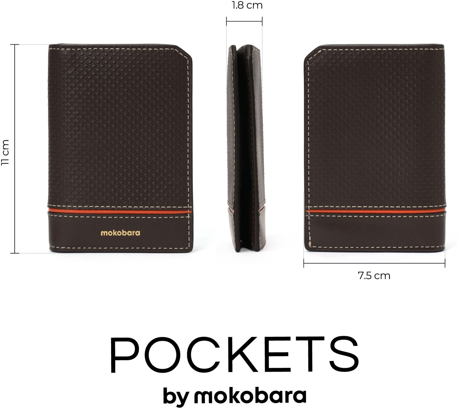 Image of Mokobara Men & Women Casual Brown Genuine Leather Card Holder