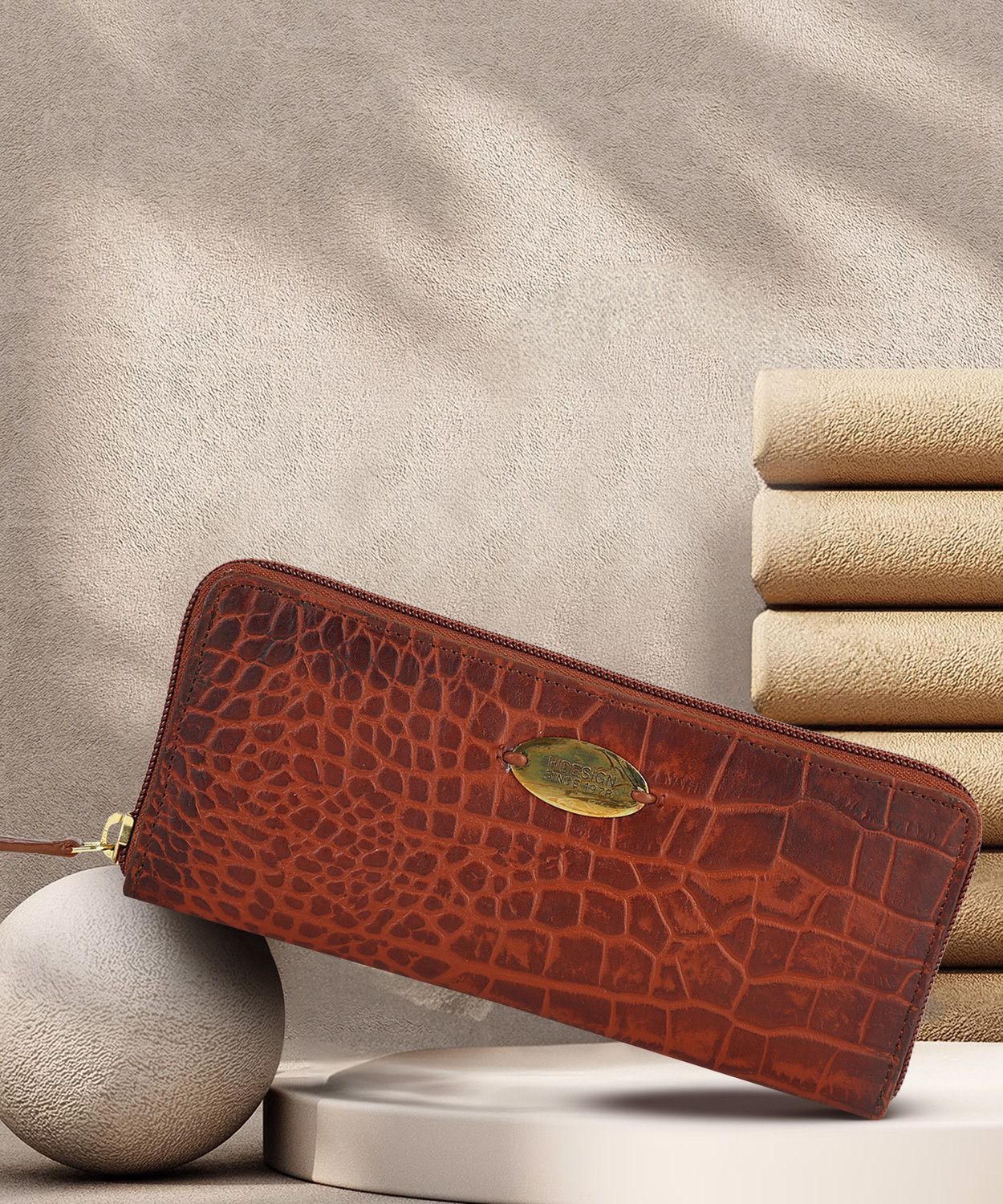 Image of HIDESIGN Women Tan Genuine Leather Wallet