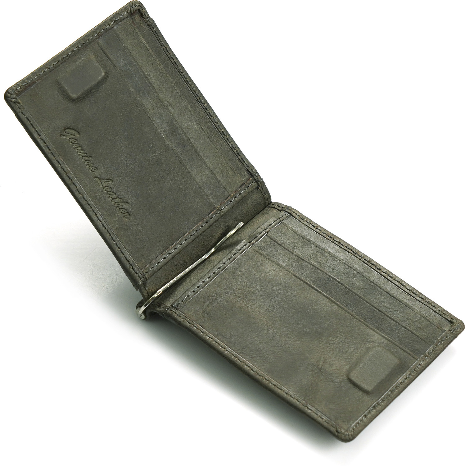 Image of Gilmore Oak Men Travel Green Genuine Leather Money Clip