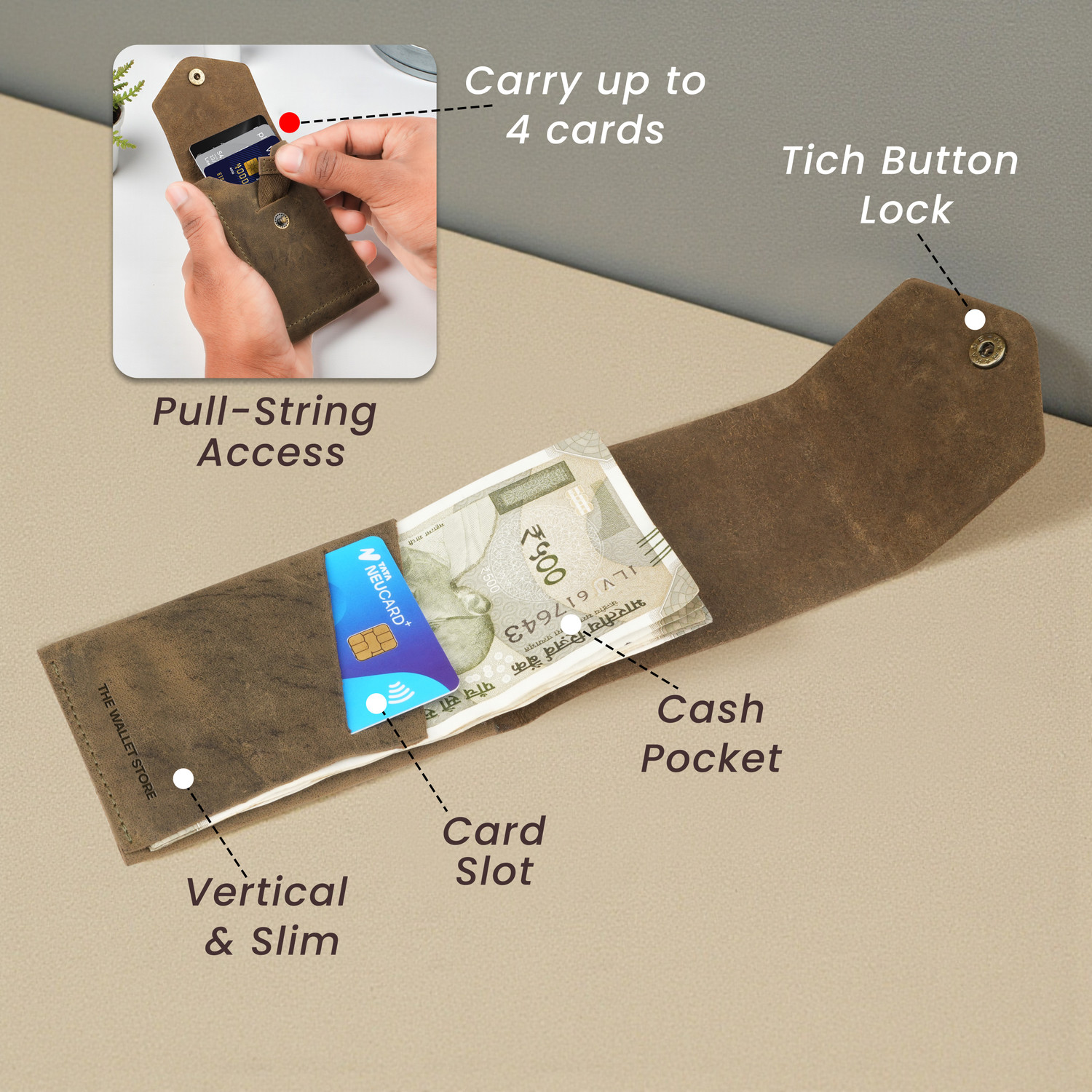Image of thewalletstore Men Formal, Travel, Trendy Green Genuine Leather Wallet