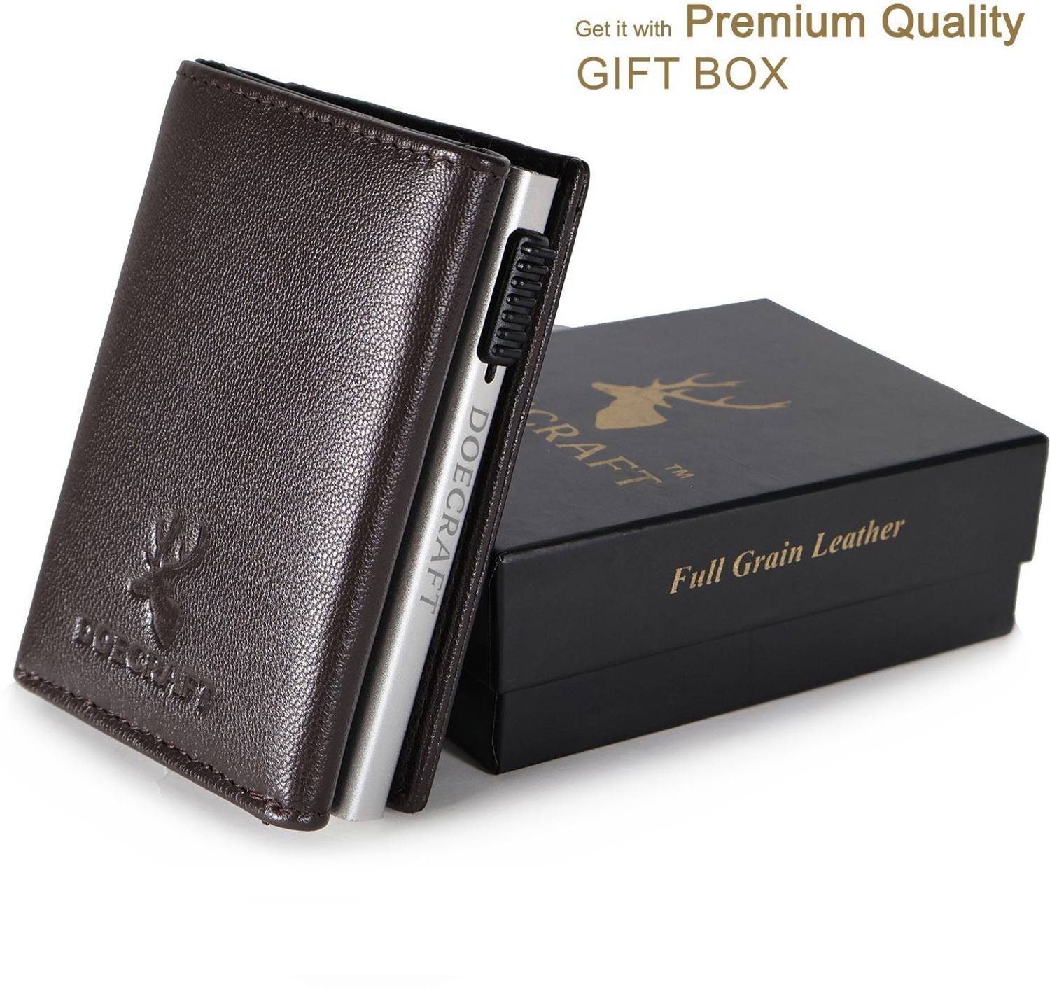 DOECRAFT Men Black Aluminium Leather Wallet - Image 4
