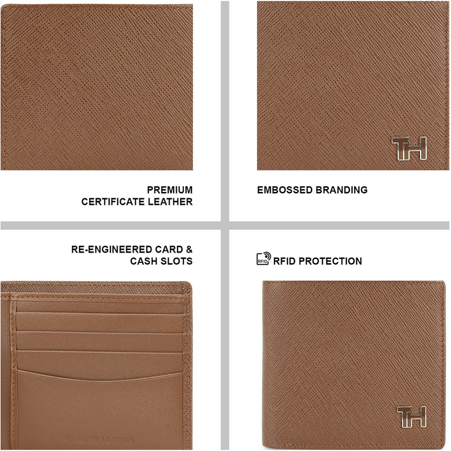 Image of TOMMY HILFIGER Men Casual Tan Genuine Leather Wallet
