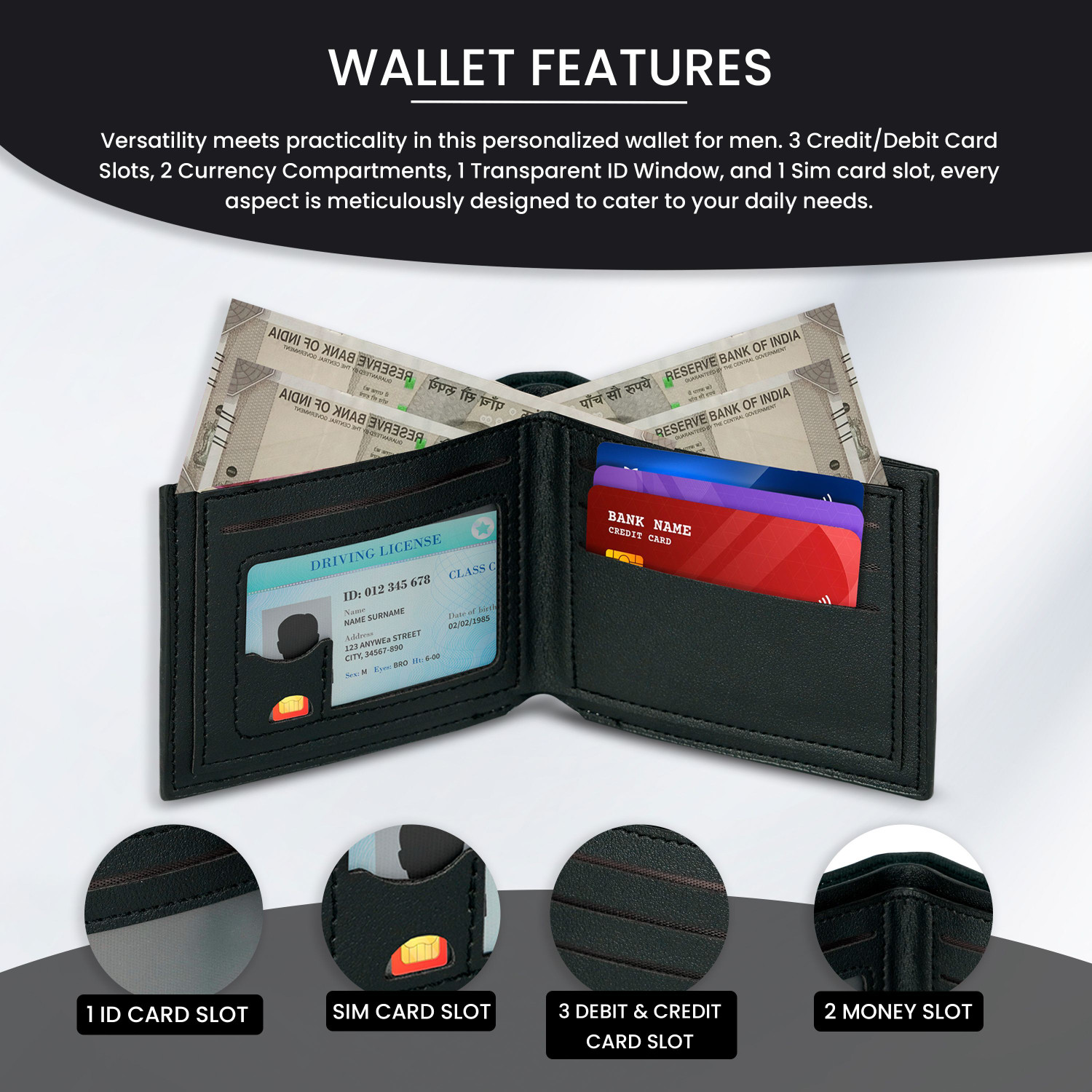 Image of STORITE Men Casual, Travel, Formal Black Artificial Leather Wallet