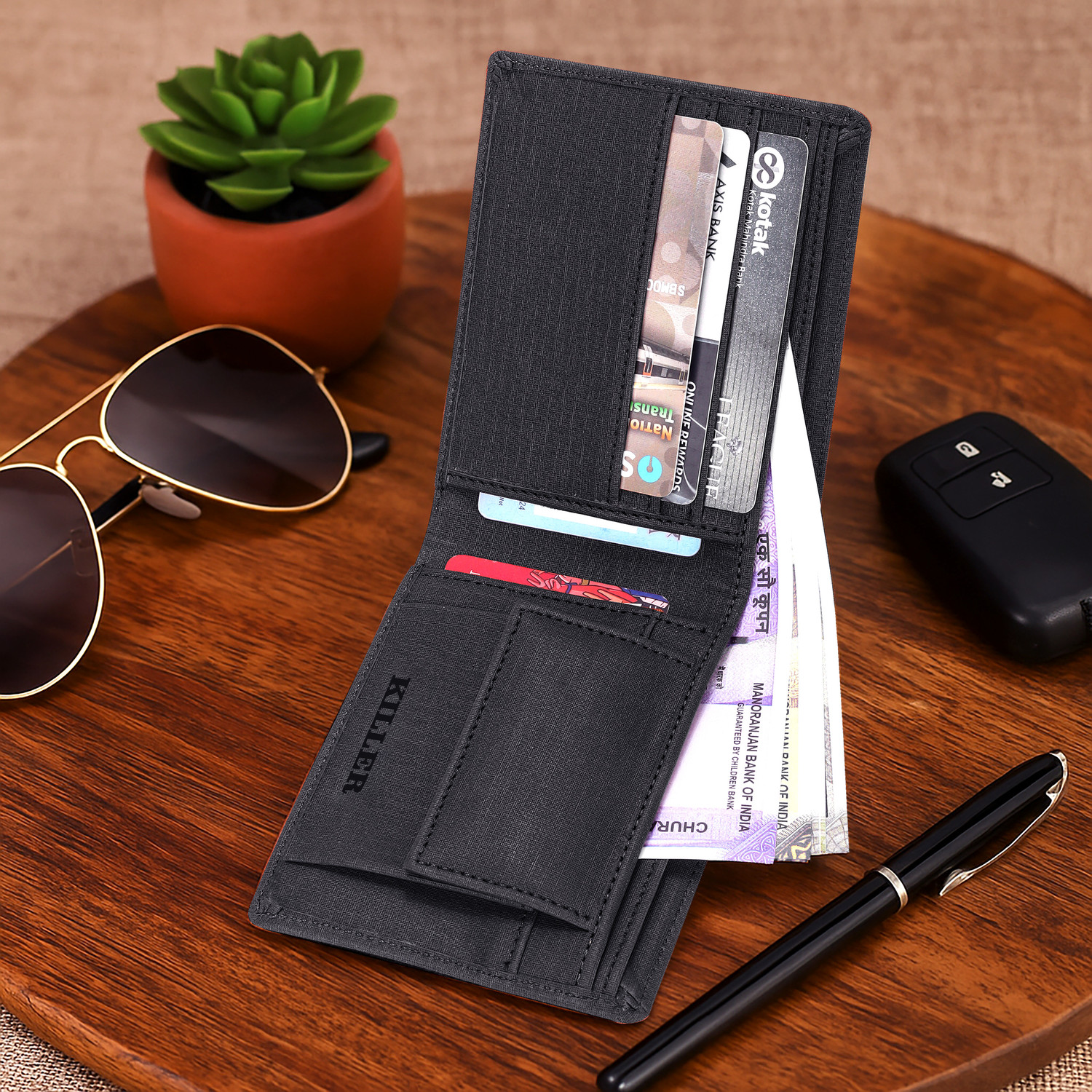 Image of KILLER Men Trendy, Casual, Evening /Party, Travel, Formal Black Artificial Leather Wallet