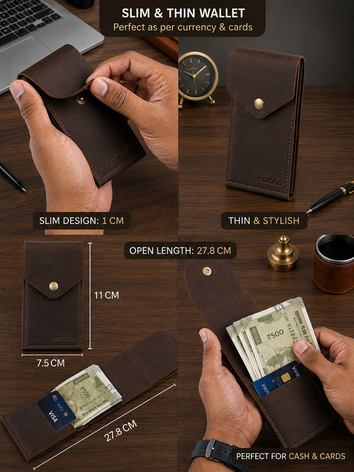 Image of eXcorio Men Trendy, Travel, Casual Brown Genuine Leather Wallet
