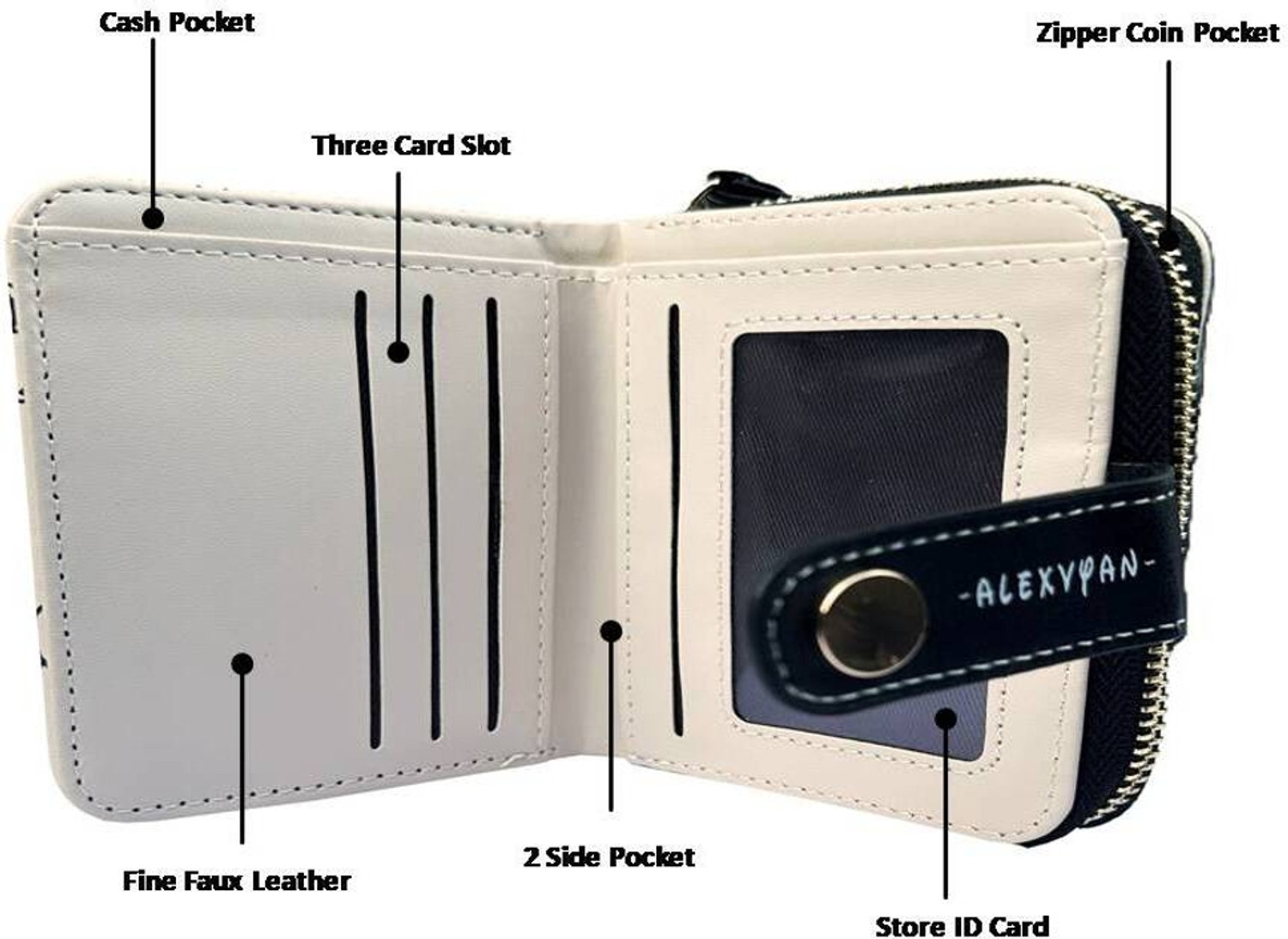 Image of AlexVyan Women Casual, Ethnic, Evening /Party, Formal, Travel, Trendy Black, White Genuine Leather Wallet