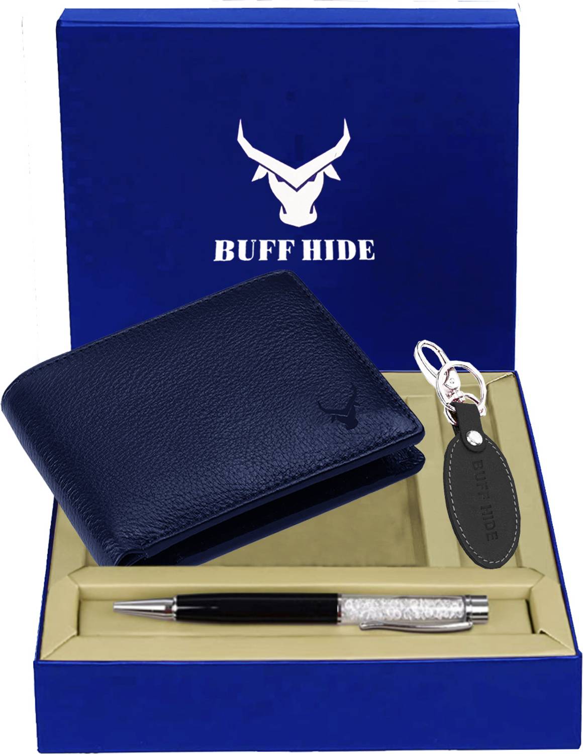 BUFFHIDE Men Blue Genuine Leather Wallet