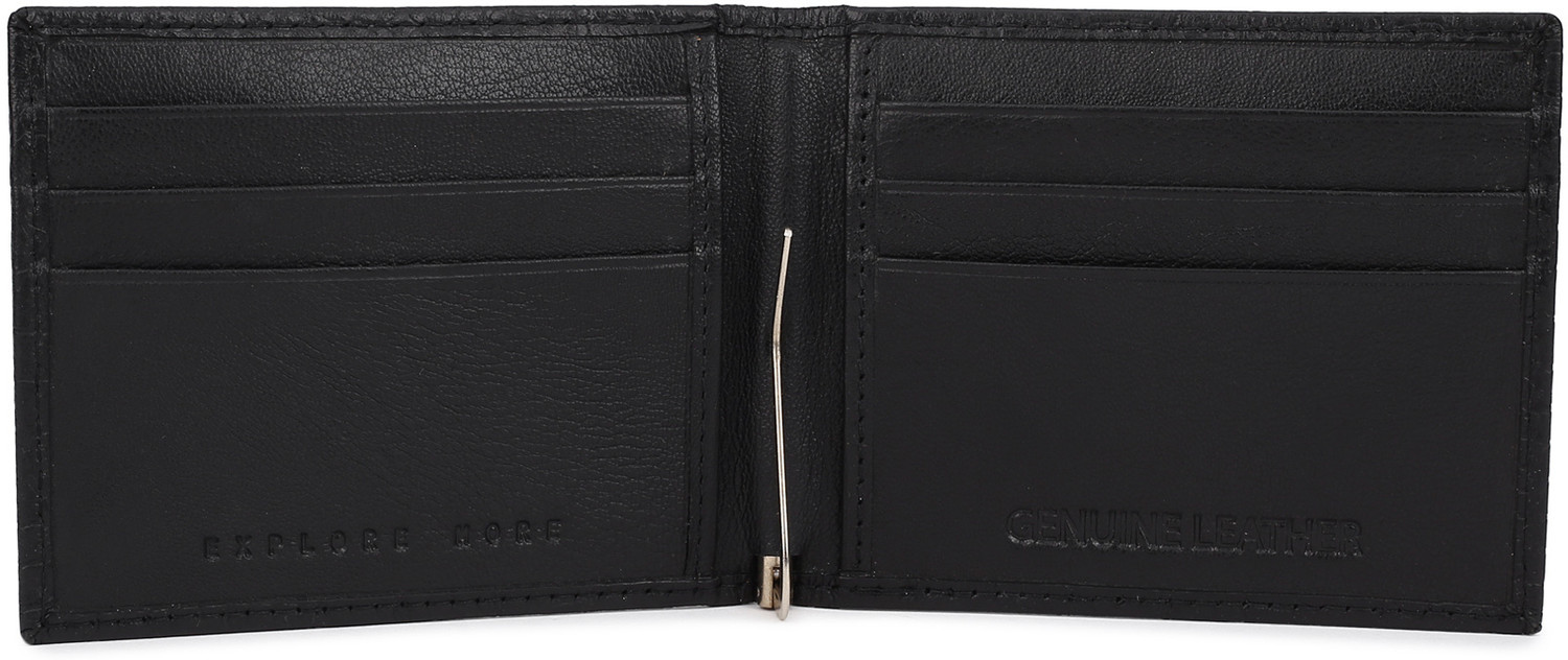 Image of WOODLAND Men Casual Black Genuine Leather Money Clip