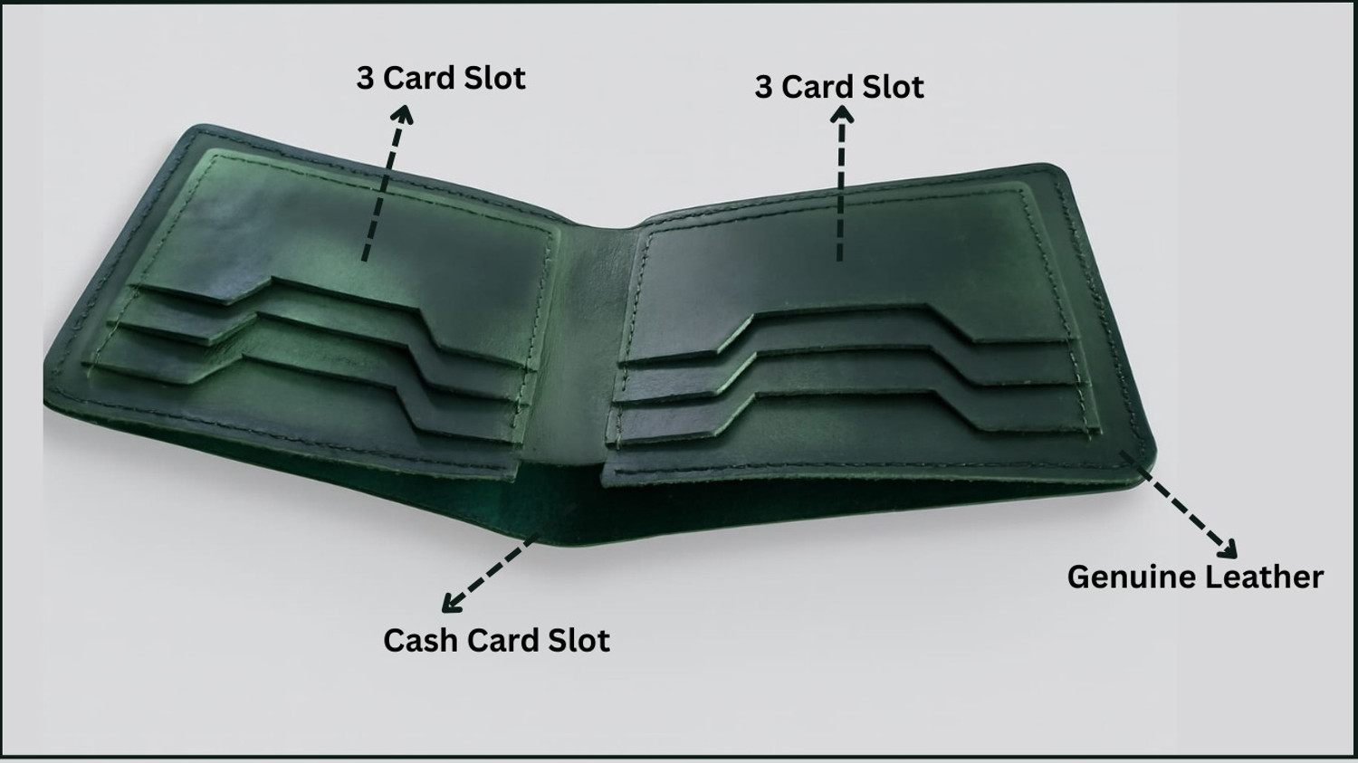 Image of RAINMAIND Men Casual Green Genuine Leather Wallet