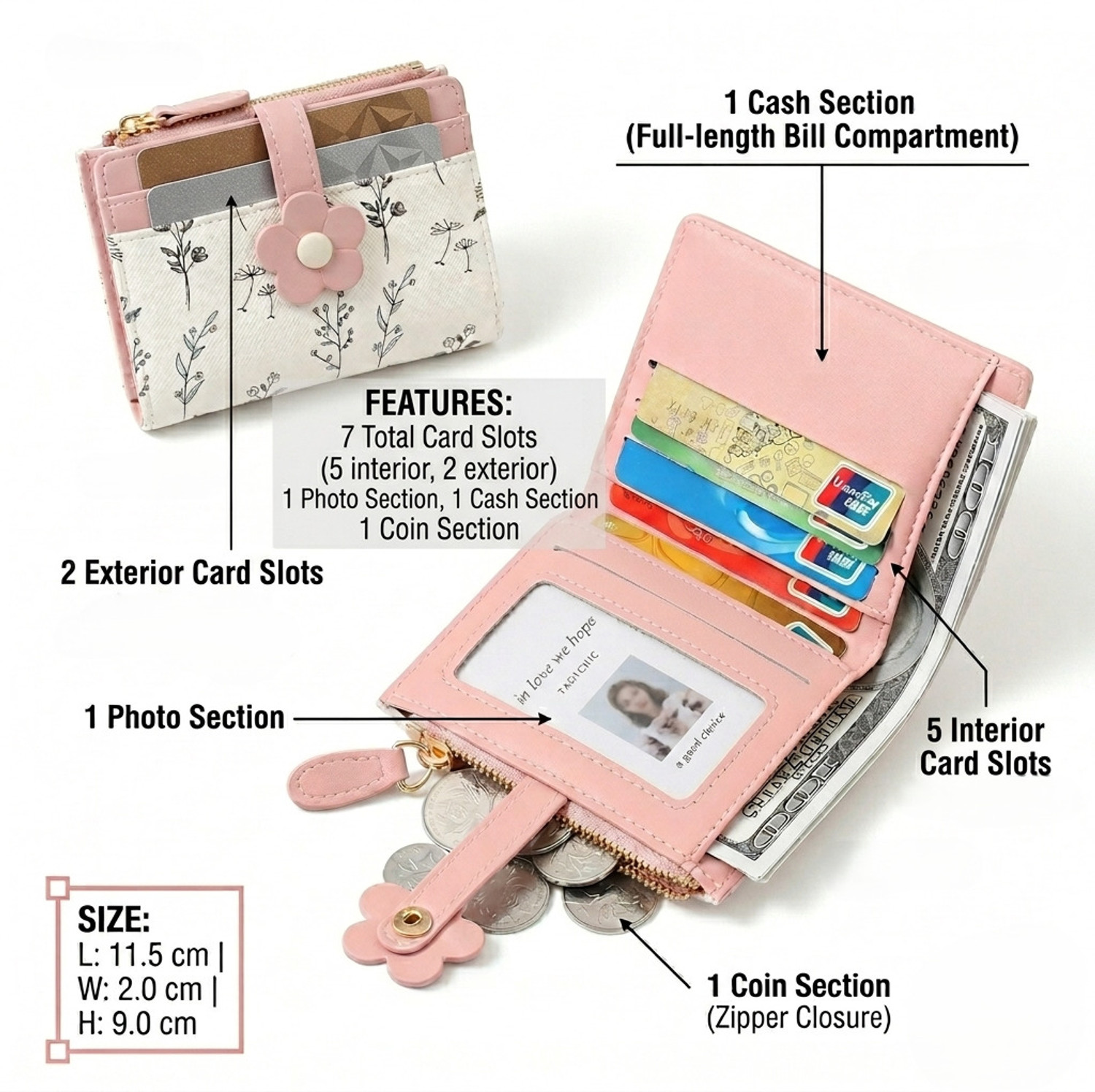 Image of Zlosker Women Casual, Ethnic, Evening /Party, Formal, Travel, Trendy Pink Artificial Leather, Genuine Leather Wallet