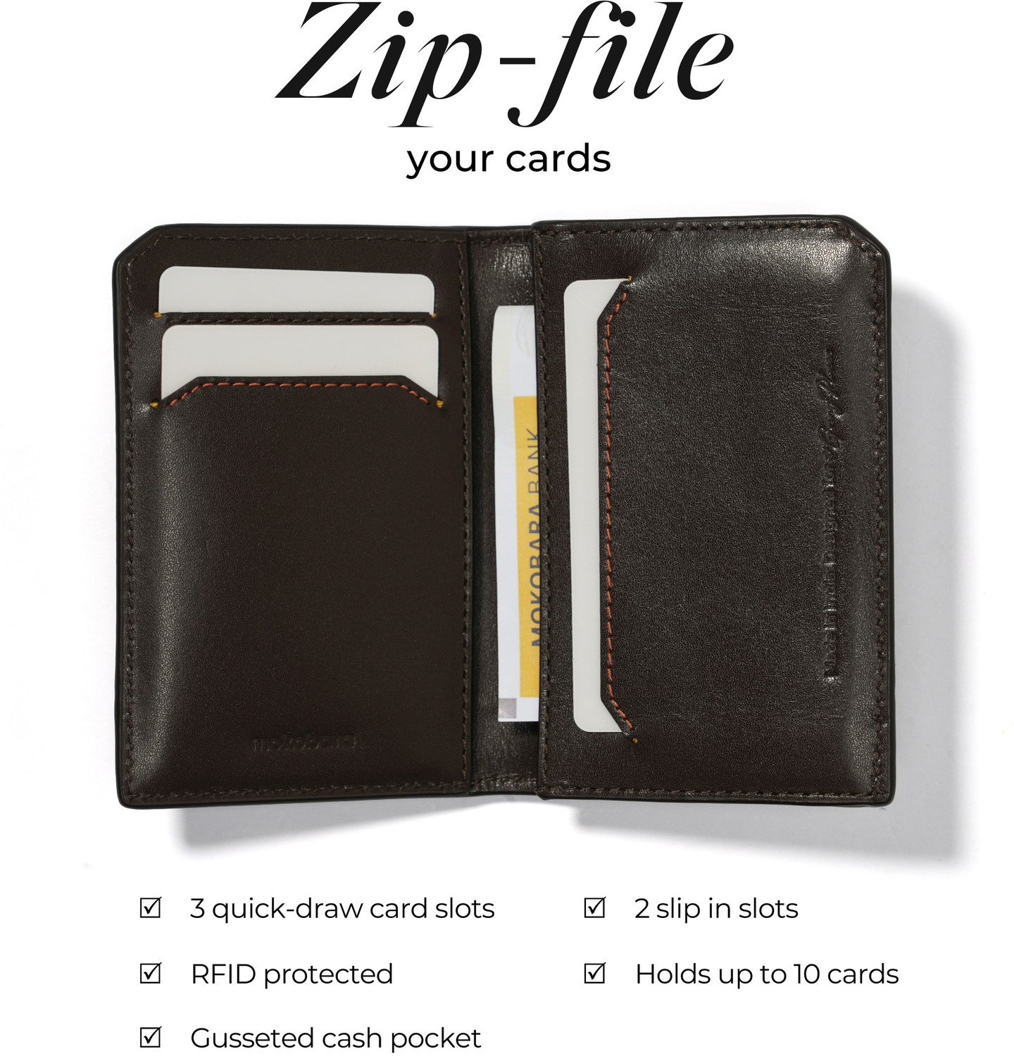 Image of Mokobara Men & Women Casual Brown Genuine Leather Card Holder