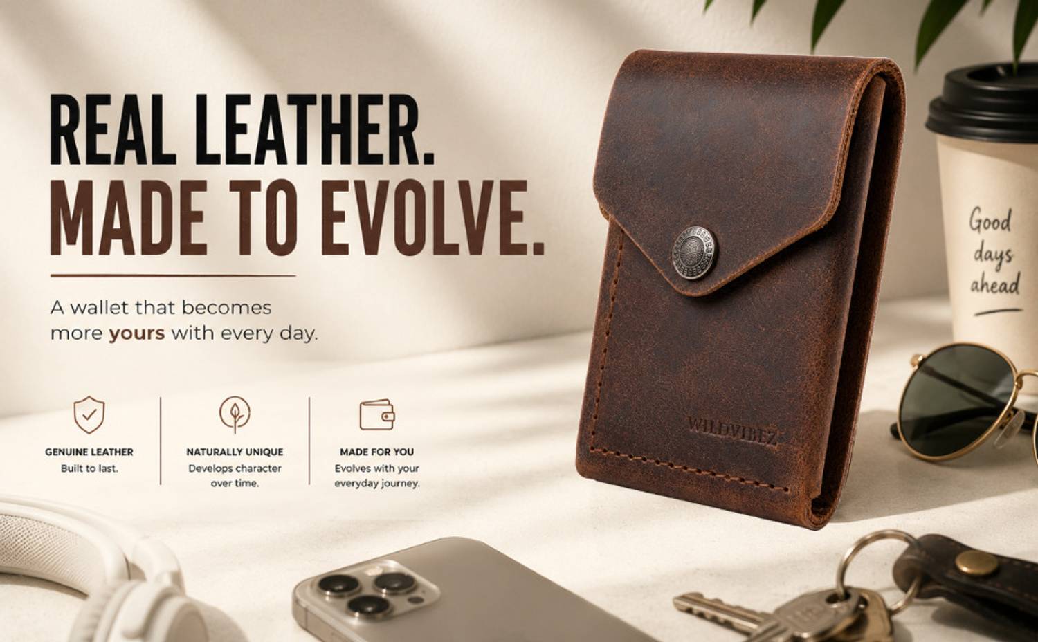 WILDVIBEZ Brown Genuine Leather Wallet - Image 2