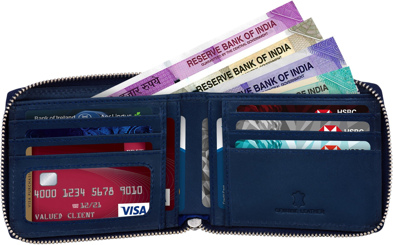 Image of HYDEIN Men Trendy, Evening /Party Blue Genuine Leather Wallet
