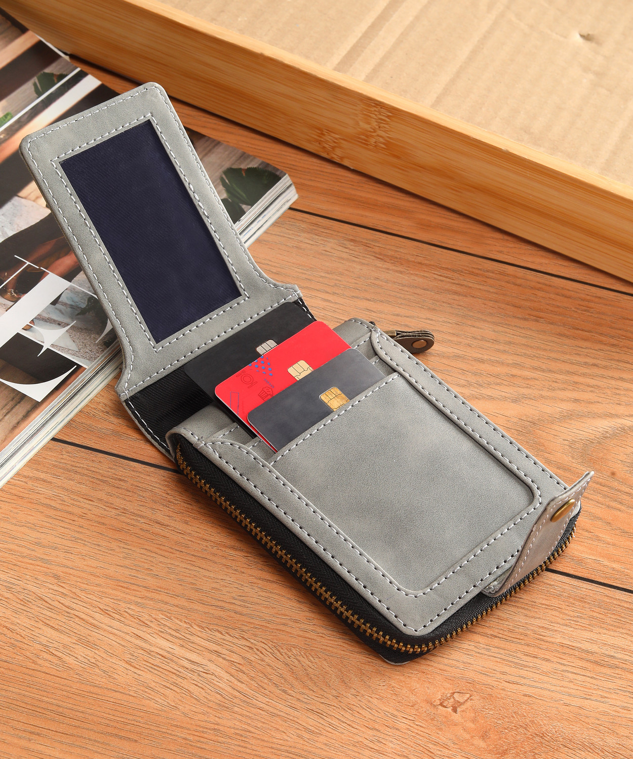 Image of BULLFINCH Men Evening /Party, Trendy Grey Artificial Leather Wallet