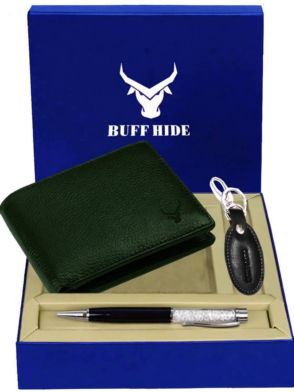 BUFFHIDE Men & Women Green Genuine Leather Wallet