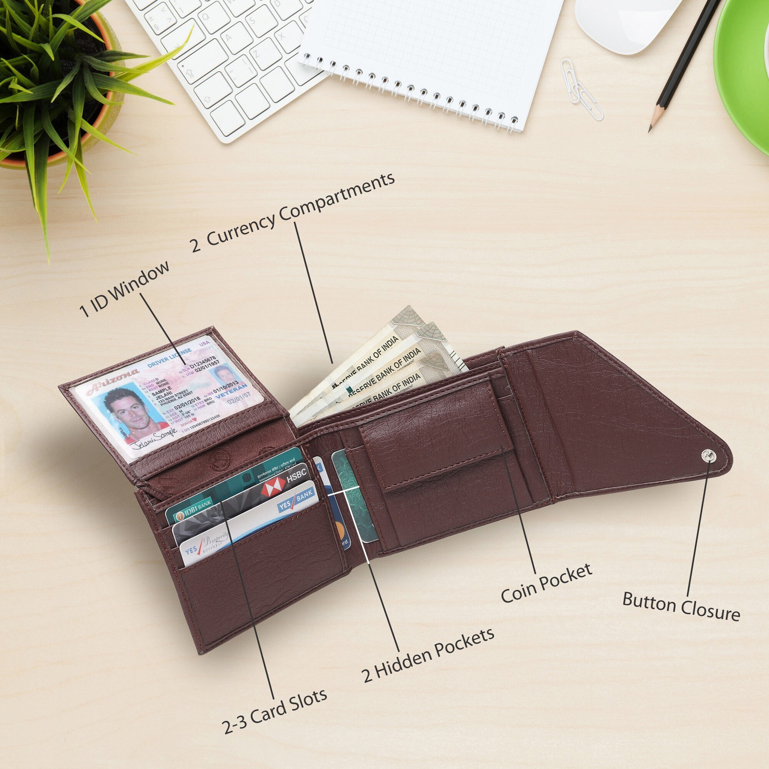 Image of TnW Men Brown Artificial Leather Wallet