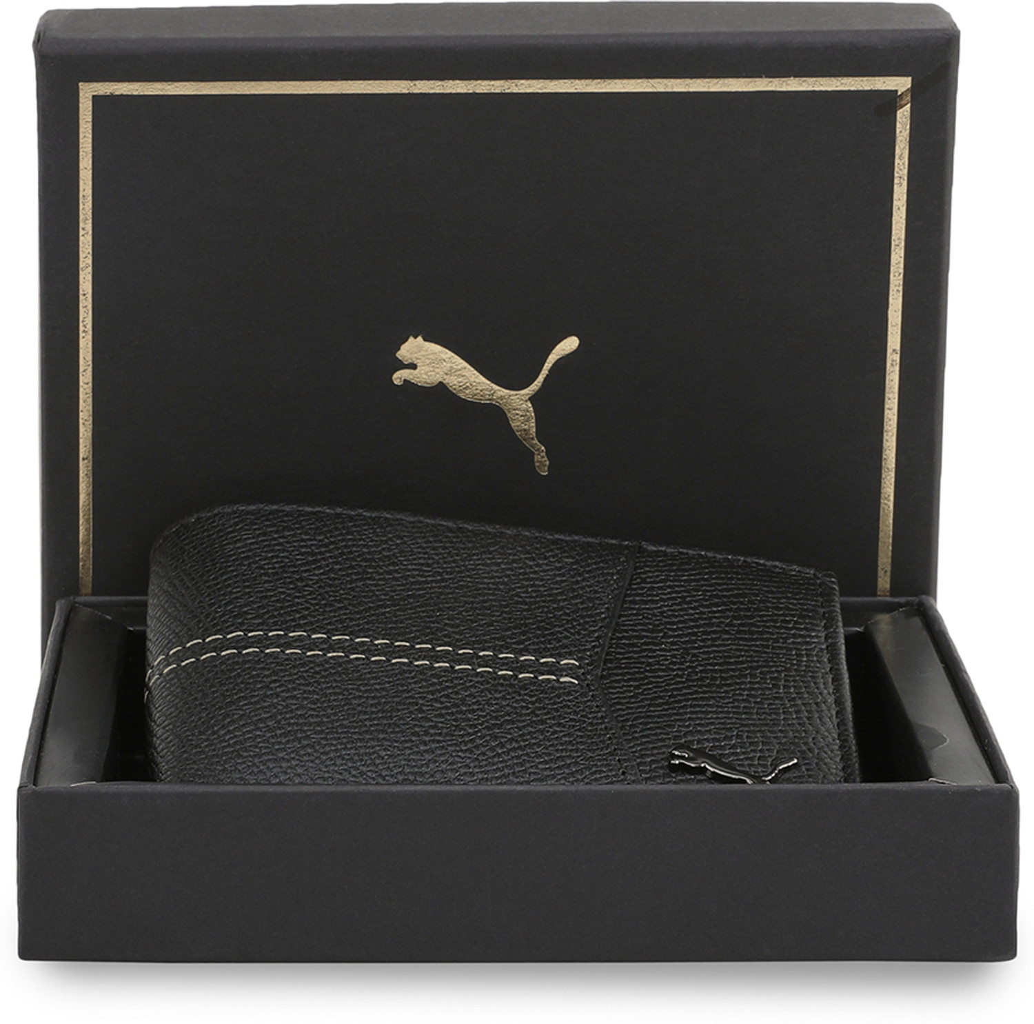 Image of PUMA Men & Women Casual Black Genuine Leather Wallet