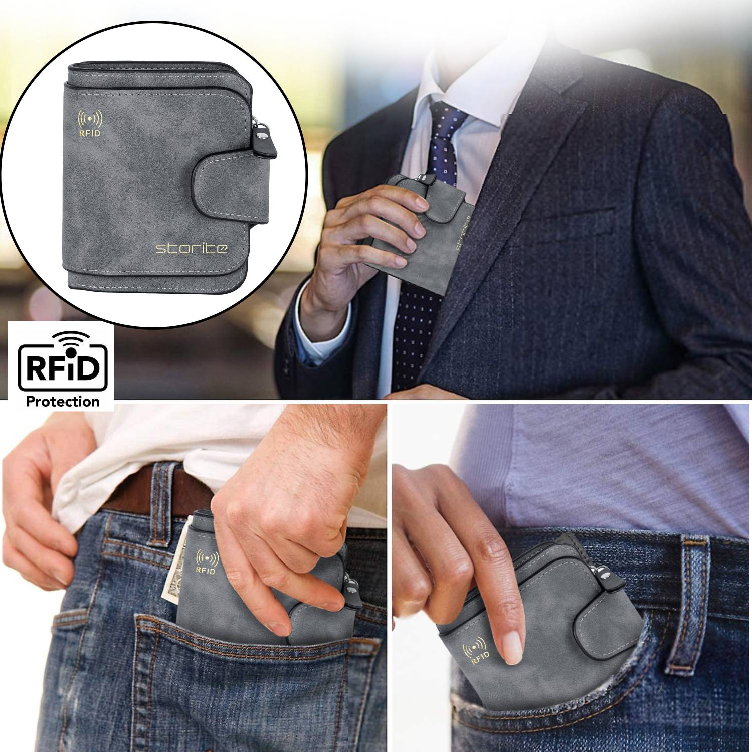 STORITE Grey Artificial Leather Wallet - Image 4