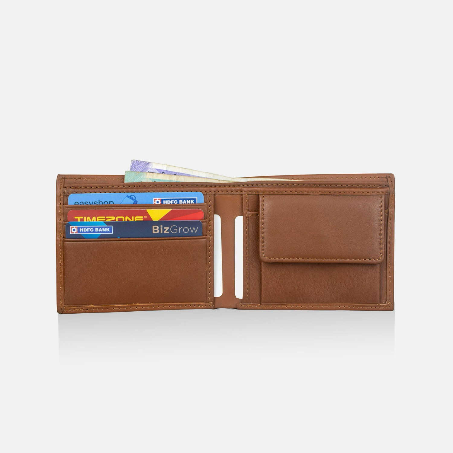 Image of WROGN Men Casual Tan Genuine Leather Wallet