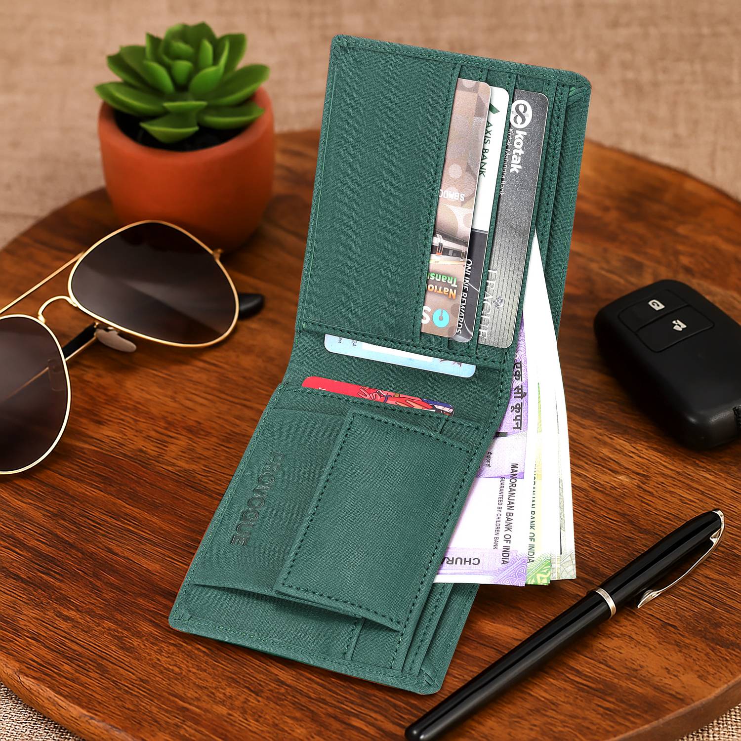 PROVOGUE Men Green Leather Wallet - Image 2