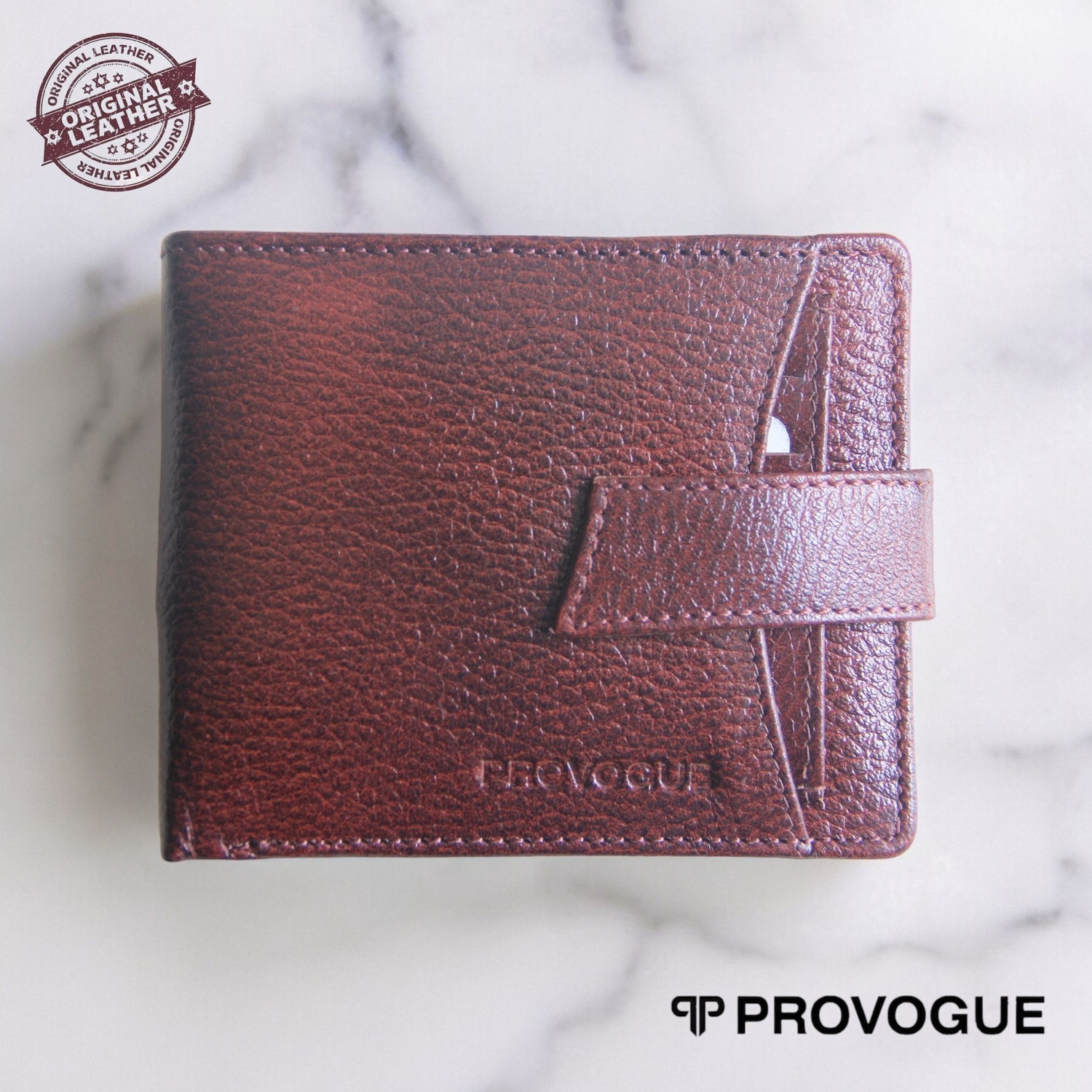 Image of PROVOGUE Men Casual Brown Genuine Leather RFID Wallet (4 Card Slots)