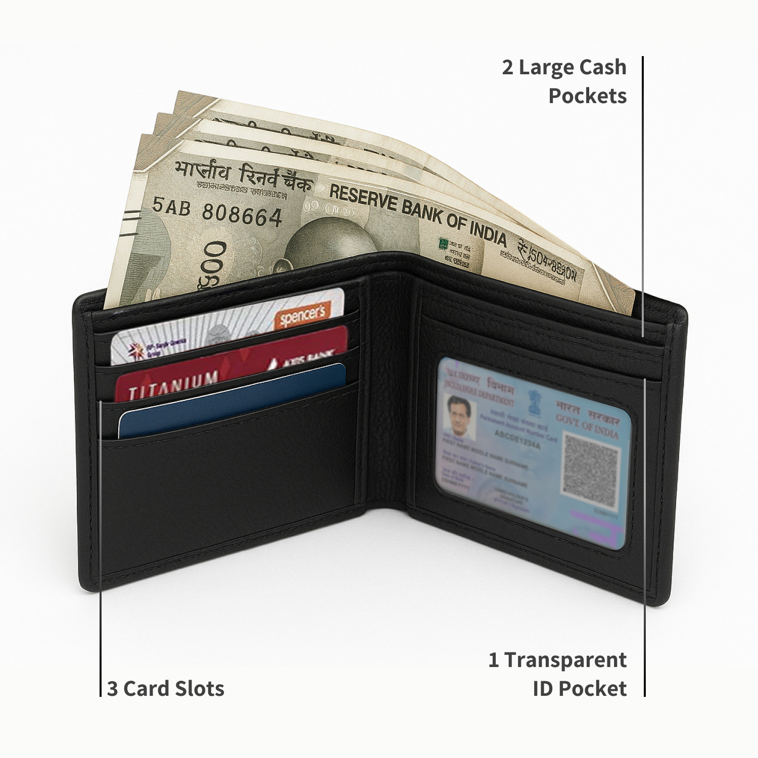 Image of Travalate Men Casual Black Genuine Leather Wallet