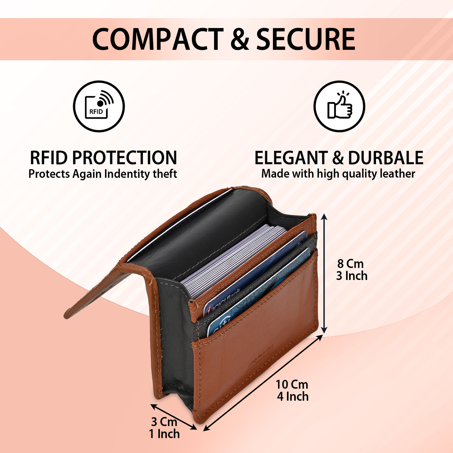 Image of Vital King Men Trendy, Casual, Evening /Party Orange Genuine Leather Card Holder