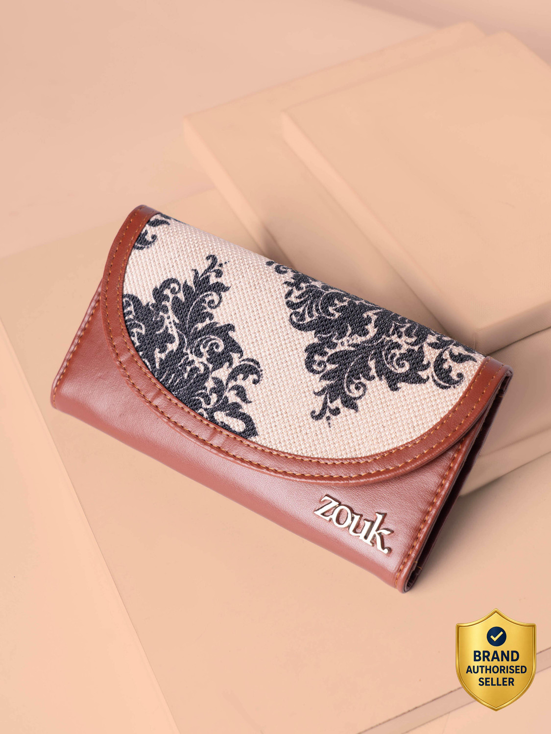 Image of ZOUK Women Casual Beige, Black Jute Wallet
