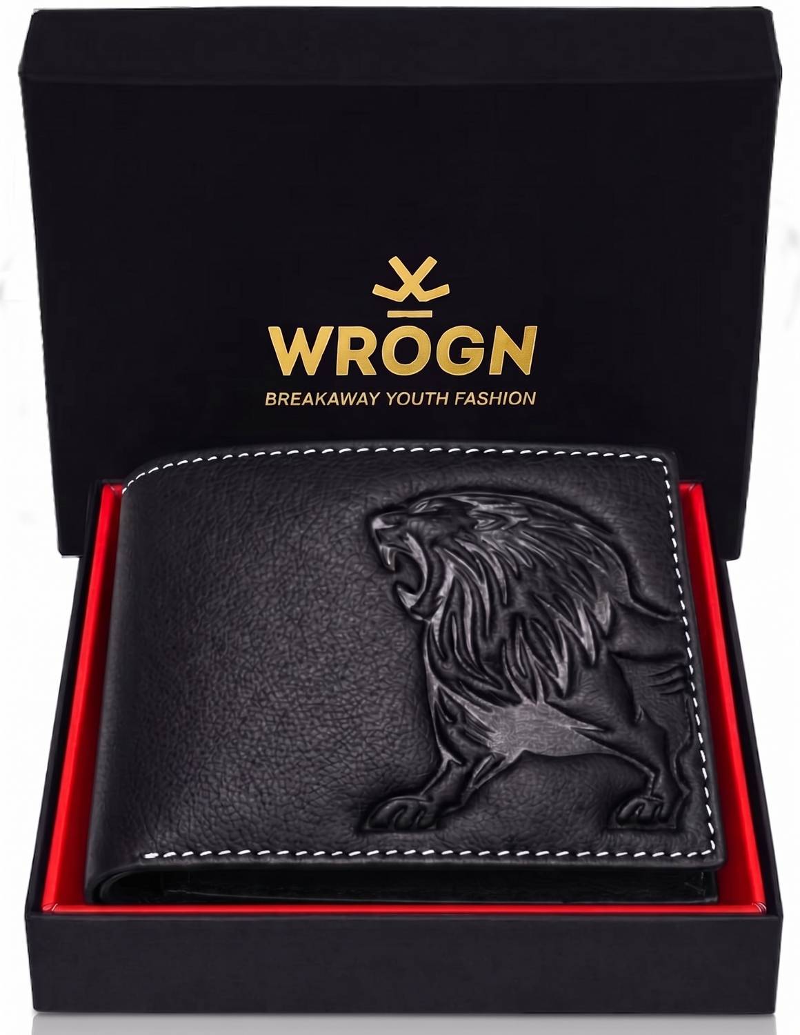 WROGN Men Black Genuine Leather Wallet - Image 1