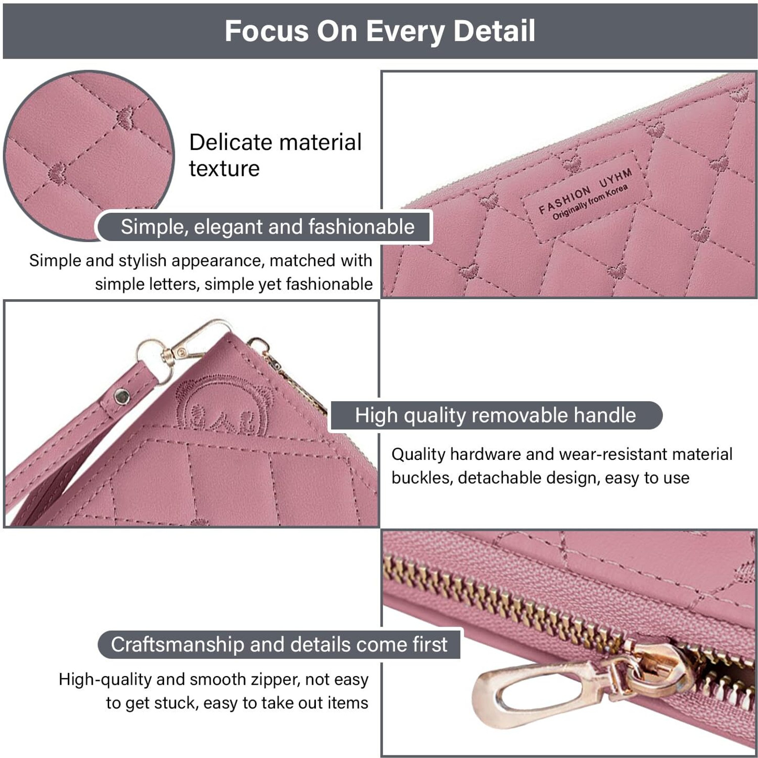 Image of SYGA Women Pink Genuine Leather Wallet