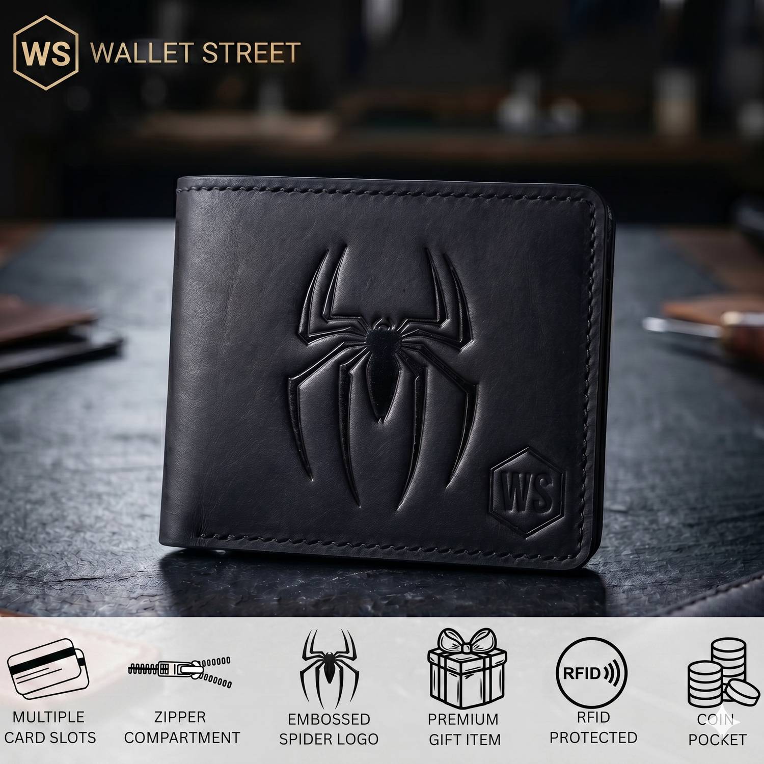 WALLETSTREET Men Black Genuine Leather Wallet - Image 4