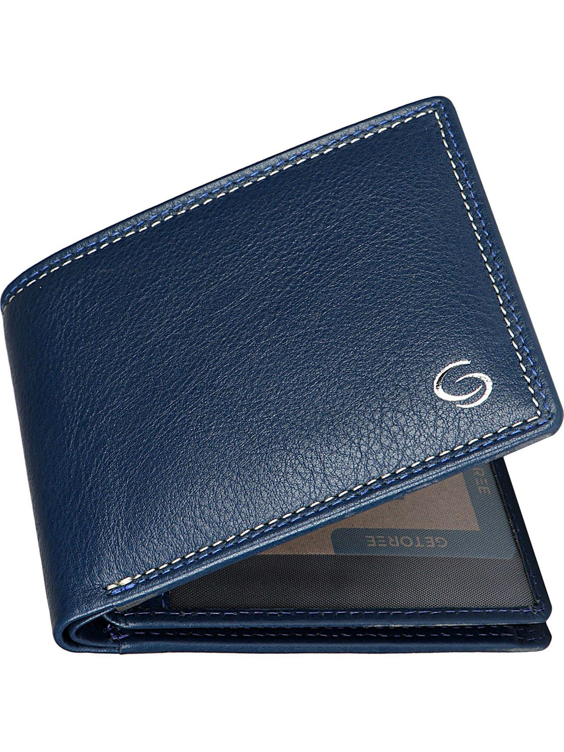 Image of GETOREE Men Casual Blue Genuine Leather Wallet