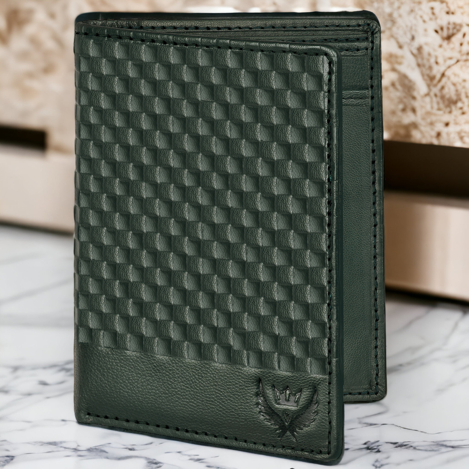 Image of LORENZ Men Casual, Formal Green Genuine Leather Wallet