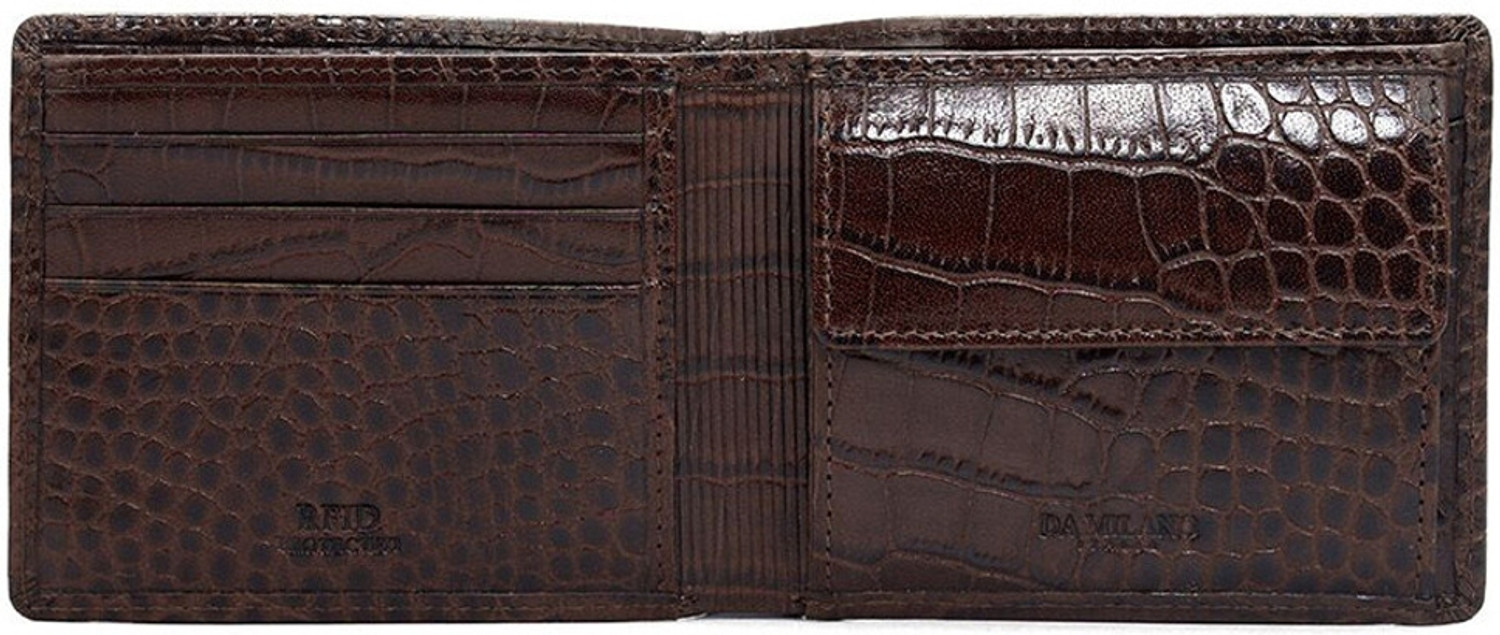 Image of Da Milano Men Casual Brown Genuine Leather Wallet (3 Card Slots)